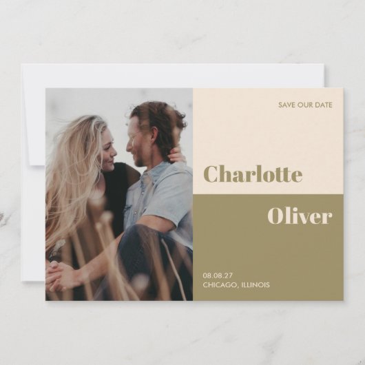 色はっきりした組版編集モダン1枚 セーブザデート (正面)