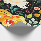 色はっきりした花と葉の色のパターン ラッピングペーパー (角)