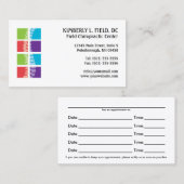 色は脊柱のカイロプラクティックのアポイントメントカードを妨げます 予約カード (正面/裏面)