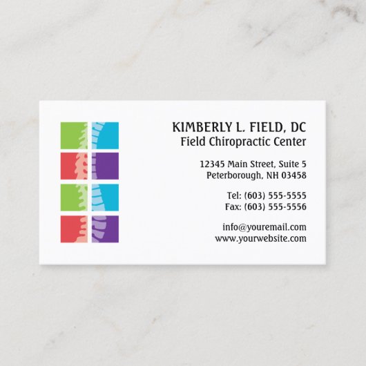 色は脊柱のカイロプラクティックのアポイントメントカードを妨げます 予約カード (正面)