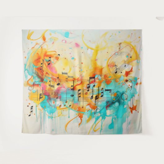 色や音符のメロディー タペストリー (正面(横))