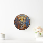 色や鮮やか柄の多い豹 ラウンド壁時計 (ホーム)