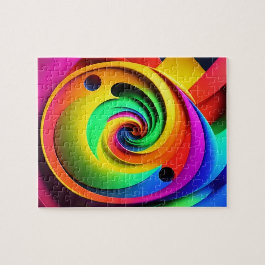 色らせん3カラフルD抽象芸術幾何学模様 ジグソーパズル (横)