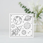 色をつけろ!宇宙ロケット名前をカスタムするキッド誕生日 カード (スタンド正面)