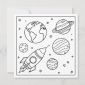 色をつけろ!宇宙ロケット名前をカスタムするキッド誕生日 カード (正面)