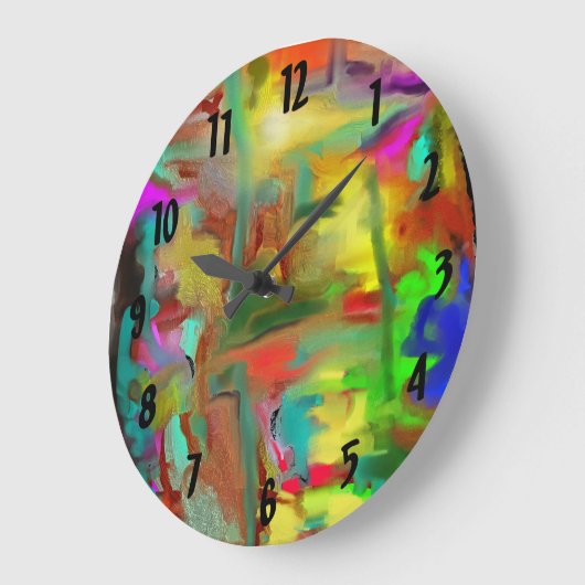 色をブレンドするデジタル抽象芸術と数字 ラージ壁時計 (傾斜)