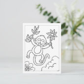 色を付けてかわいいサル |キッズアクティビティカード ポストカード (スタンド正面)