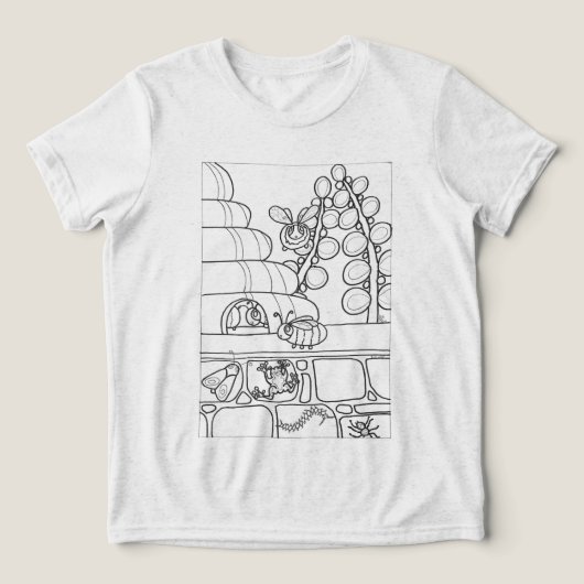 色を付ける巣を持つミツバチ トライブレンドＴシャツ (デザイン正面)