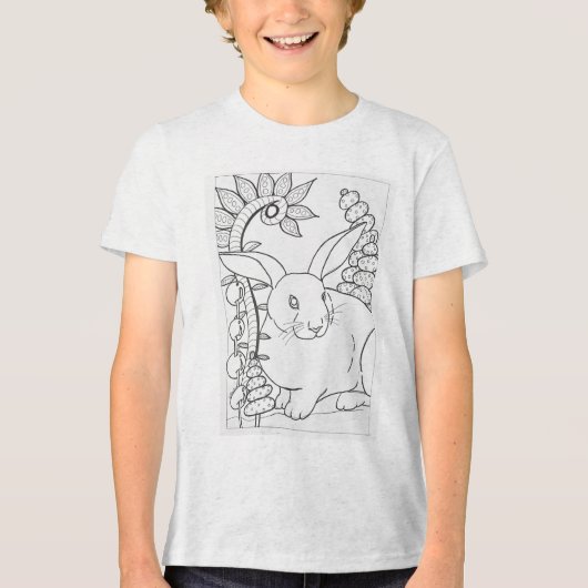 色を付ける巨大なウサギ トライブレンドTシャツ (正面)