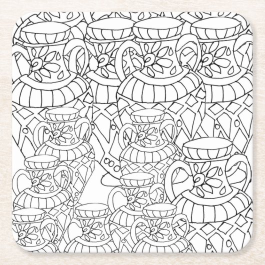 色を塗る花瓶コースター スクエアペーパーコースター (正面)