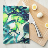 色を変えて緑がかった花 キッチンタオル (四つ折り)