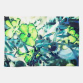 色を変えて緑がかった花 キッチンタオル (横)
