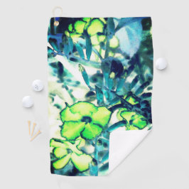 色を変えて緑がかった花 ゴルフタオル