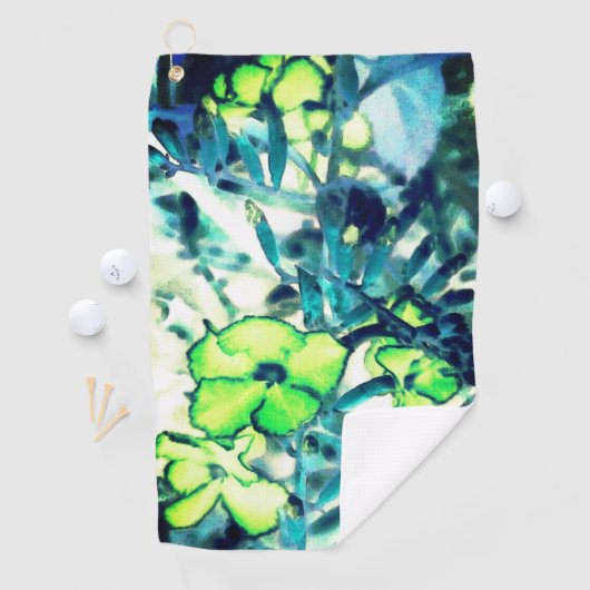 色を変えて緑がかった花 ゴルフタオル (インサイチュ)