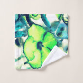 色を変えて緑がかった花 バスタオルセット (ウォッシュタオル)