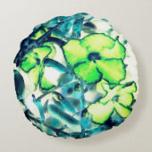 色を変えて緑がかった花 ラウンドクッション (裏面)