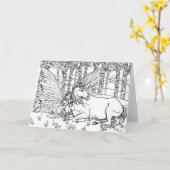 色を変えるファンタジー·フェアリーとユニコーン カード (黄色い花)