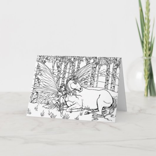 色を変えるファンタジー·フェアリーとユニコーン カード (正面)