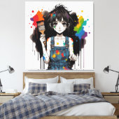 色を流す 泣く クリエイター 少女 漫画 アニメ キャンバスプリント (インサイチュ (寝室))