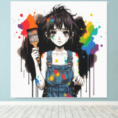 色を流す 泣く クリエイター 少女 漫画 アニメ キャンバスプリント (インサイチュ (ウッドフロア))
