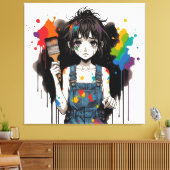 色を流す 泣く クリエイター 少女 漫画 アニメ キャンバスプリント (インサイチュ (リビング))
