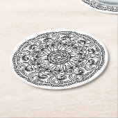 色を私スワール花コースター ラウンドペーパーコースター (アングル)