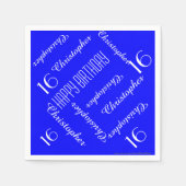 色を選択16th誕生日パーティリピート名紙 スタンダードカクテルナプキン (正面)