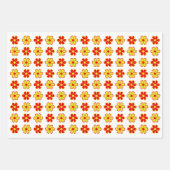 色を選択 – 花チェッカーボードパターン ラッピングペーパーシート (正面)