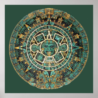 色アステカのカレンダー ポスター