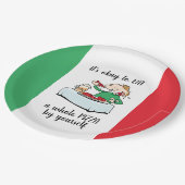 色イタリアンや文字、漫画のピザパーティー ペーパープレート (アングル)