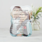 色エレガントあせカスタムたフォトジオメ結婚トリ 招待状 (スタンド正面)