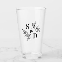 色エレガントのモノグラ結婚ムの緑の離れすべて タンブラーグラス