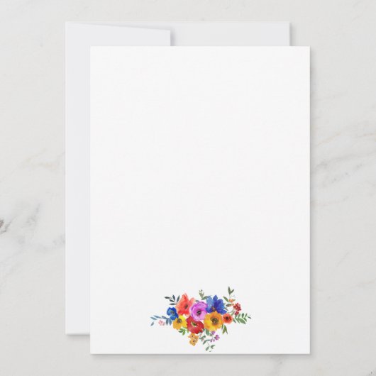 色エレガントはっきりしたバラと牡丹結婚の 招待状 (裏面)