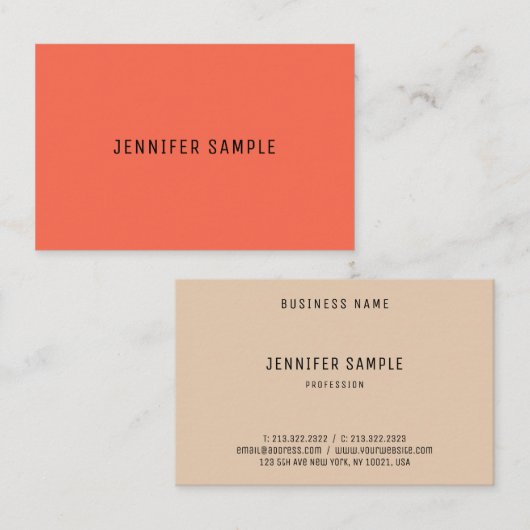 色エレガントテンプレートカスタムプロフェッショナルモダン 名刺 (正面/裏面)