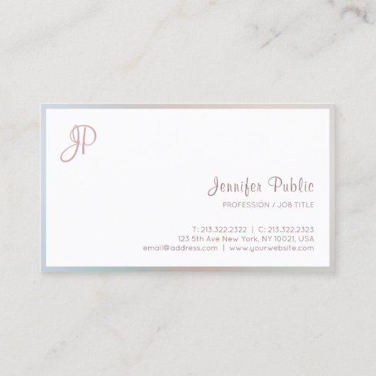 色エレガントテンプレートスモダンクリプトモノグラム 名刺 (裏面)