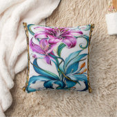 色エレガント付きのリリー鮮やかアートワーク クッション (ブランケット)