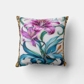 色エレガント付きのリリー鮮やかアートワーク クッション (裏面)
