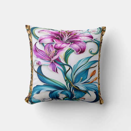 色エレガント付きのリリー鮮やかアートワーク クッション (正面)