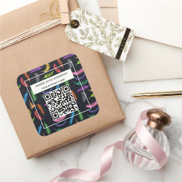 色エレガント付き羽ロゴのスローガン スクエアシール