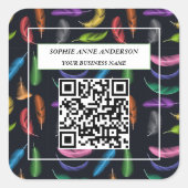 色エレガント付き羽ロゴのスローガン スクエアシール (正面)