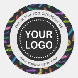 色エレガント付き羽ロゴのスローガン ラウンドシール