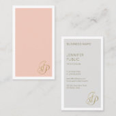 色エレガント手書きモノグラムのテンプレート 名刺 (正面/裏面)