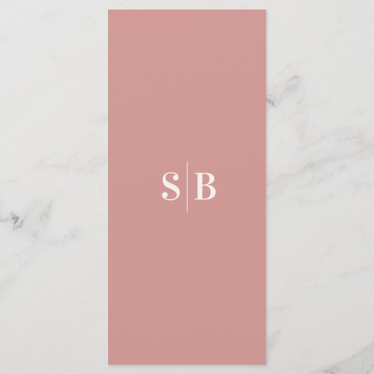 色エレガント無地のほこりっぽいバラピンク結婚ズ メニュー (裏面)