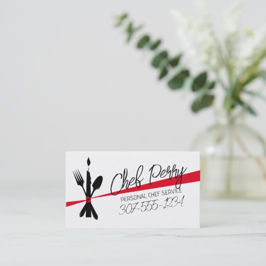 色カスタムのフォークのスプーンのキャンドルボウ 名刺 (スタンド正面)