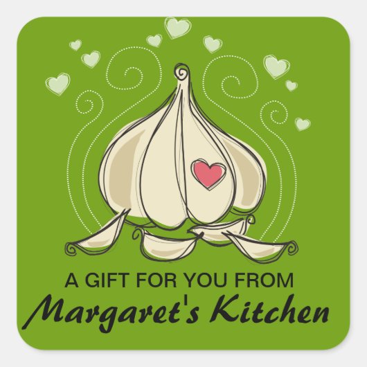 色カスタムニンニククローブ食品ギフトラベルラベル スクエアシール (正面)