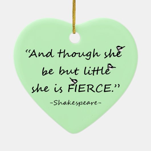 色カスタム小さいが激しいシェイクスピア引用文 セラミックオーナメント (裏面)