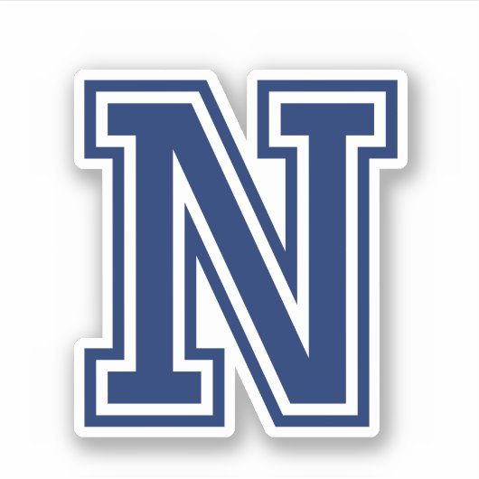 色カスタム文字Nスポーティ大学フォントアルファベット シール (正面)