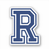 色カスタム文字Rスポーティ大学フォントアルファベット シール (正面)