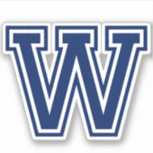 色カスタム文字Wスポーティ大学フォントアルファベット シール (正面)