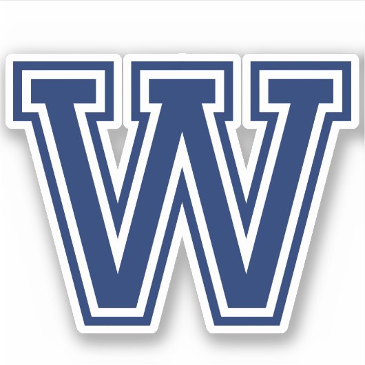 色カスタム文字Wスポーティ大学フォントアルファベット シール (正面)